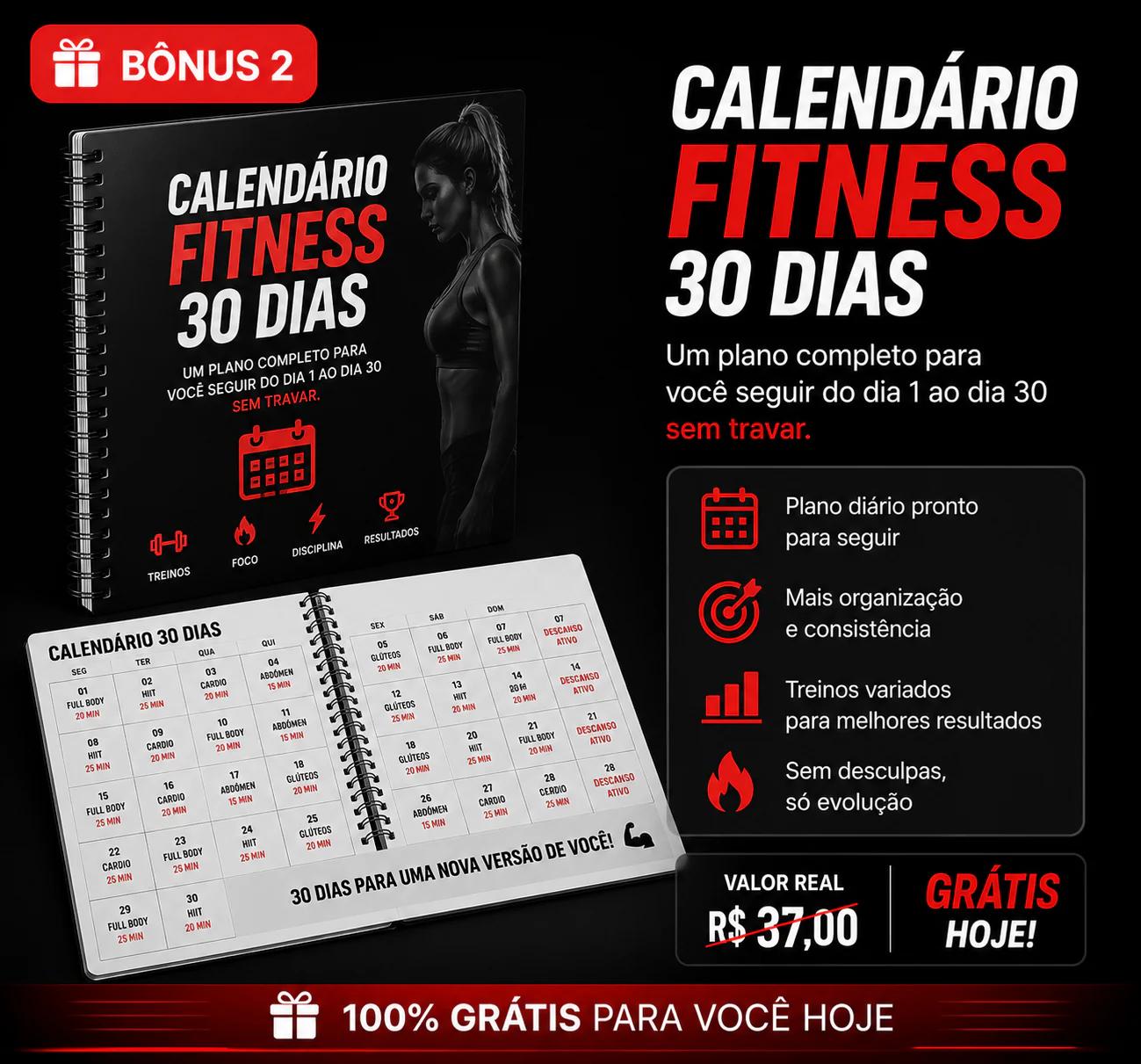 Bônus 2 — Calendário Fitness 30 Dias